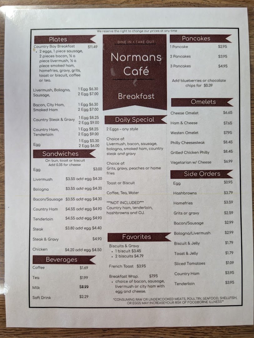 Restaurant interior with seating for breakfast and lunch.