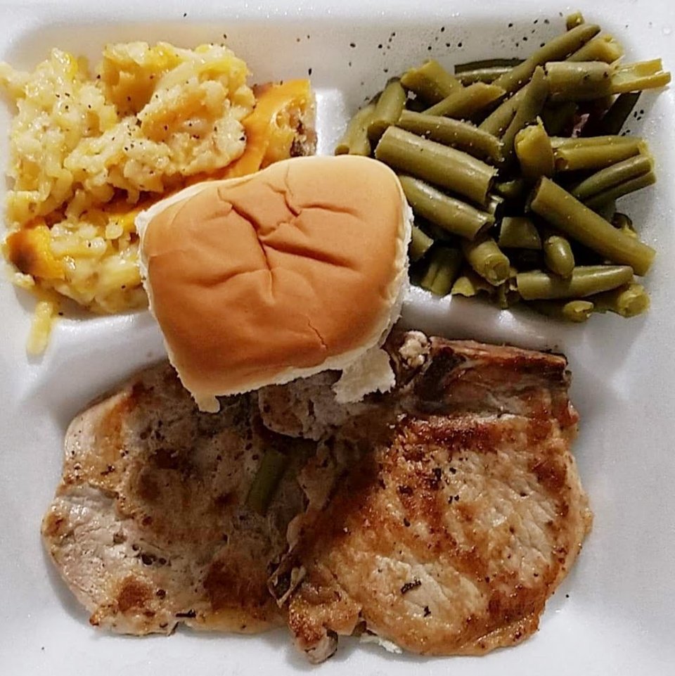 Porkchops Greenbeans & Hashbrown Casserole
